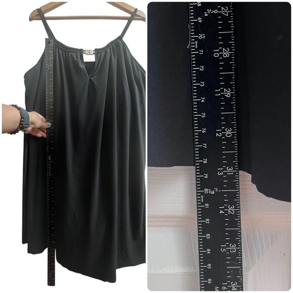 Aqua Green Black High Neck One Piece Attached Brief Swim Dress Plus Size 24 New - Picture 9 of 13